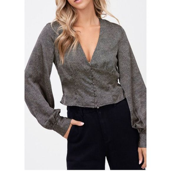 Anthropologie Tops - Black silky blouse